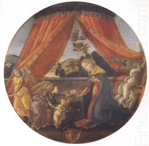 Madonna and Child with three Angels or Madonna of the Pavilion, Sandro Botticelli